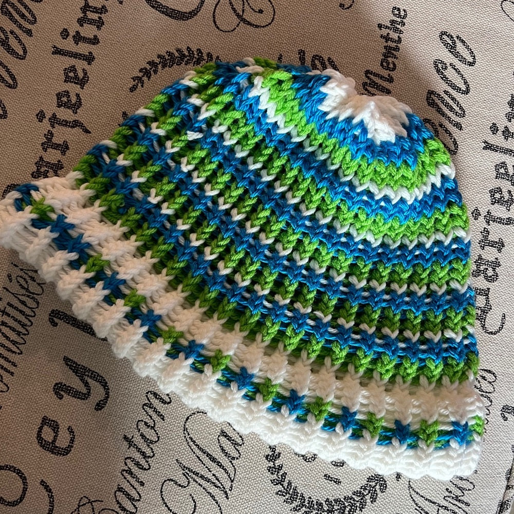 *HANDMADE BY HAZEL knit beanie (Seattle Seahawks inspired)