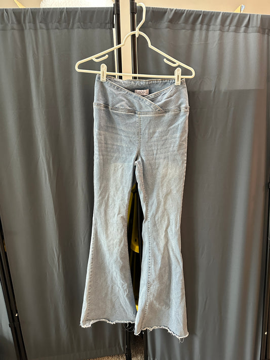 crossover flared jeans