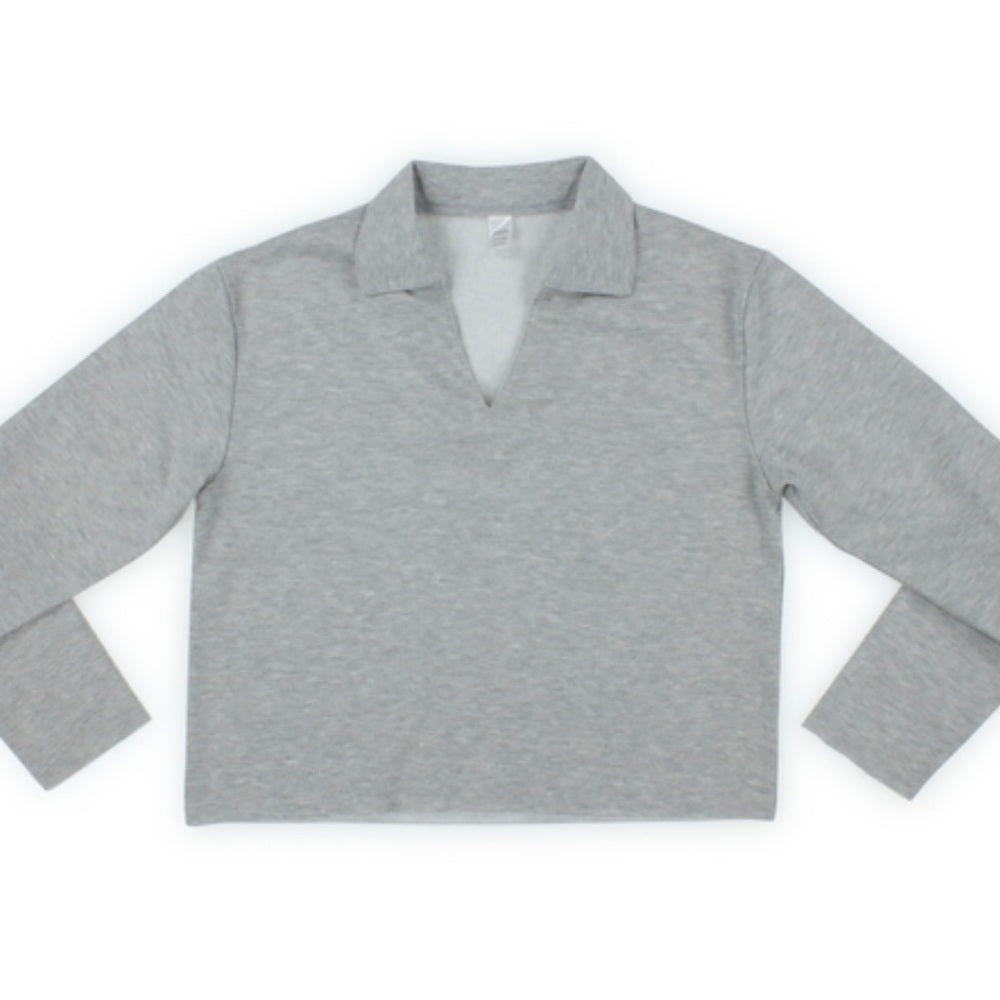 *CROPPED LONG SLEEVE POLO TOP