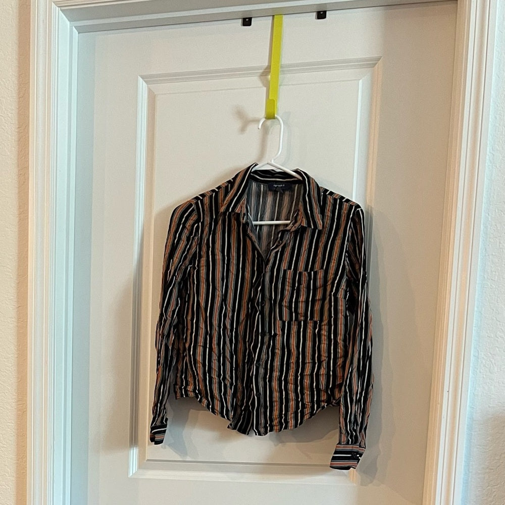 *Orange and Black Striped Button Down