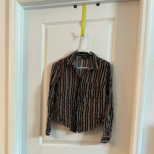 *Orange and Black Striped Button Down