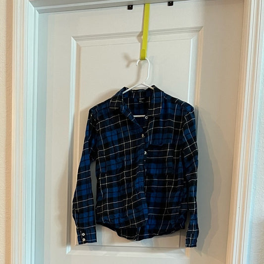 *Blue Plaid Button Up